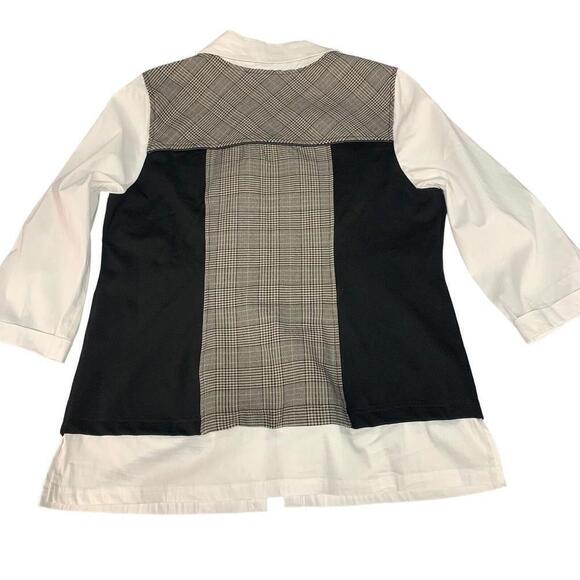 Le Grenier Womens 2 Pc Plaid Blouse Faux Vest Full Zip Top & Dress Pants Size 11 - Picture 8 of 12